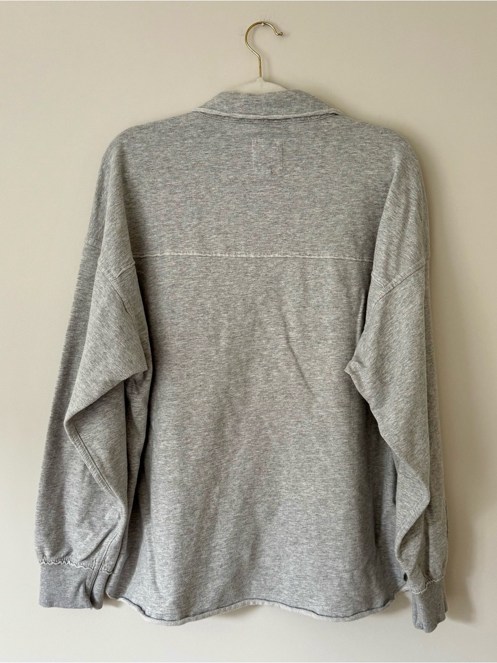 Aerie 100% Cotton Take It Easy Popover Polo Sweatshirt, Medium Heather Grey – M - Picture 6 of 8